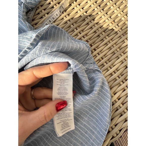 Faherty Breeze Striped Linen Blend Buttondown Shirt Small‎ layered boho classic - Picture 6 of 9
